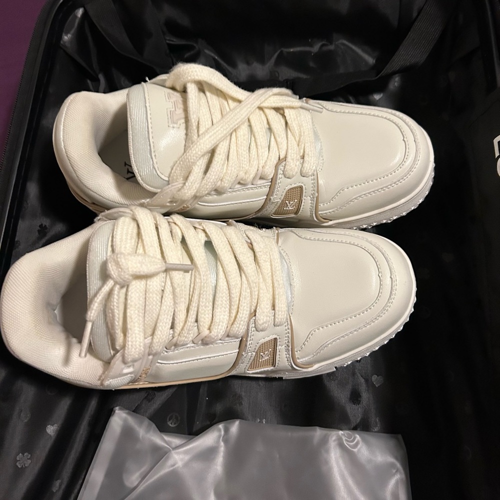 Louis Vuitton Cream and Tan Sneakers